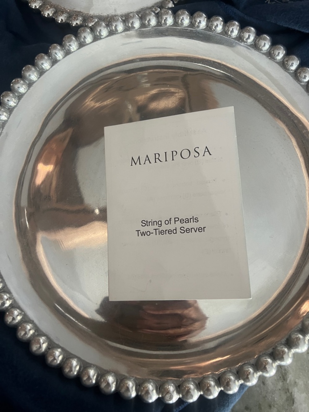 Mariposa Silver Beaded  Pedestal Server